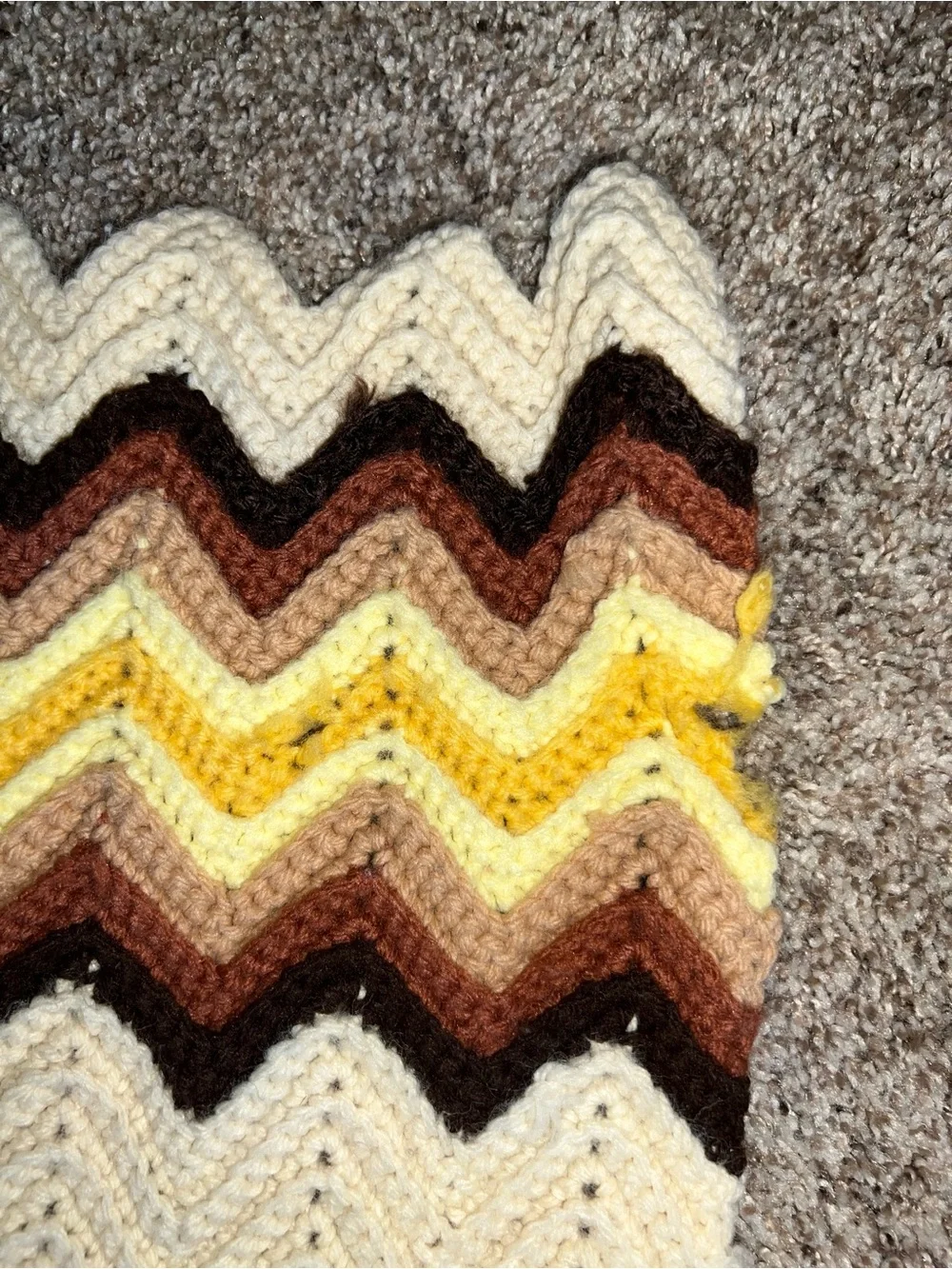 Vintage 1980’s 1990’s Handmade Chevron Cotton Crochet Throw Blanket